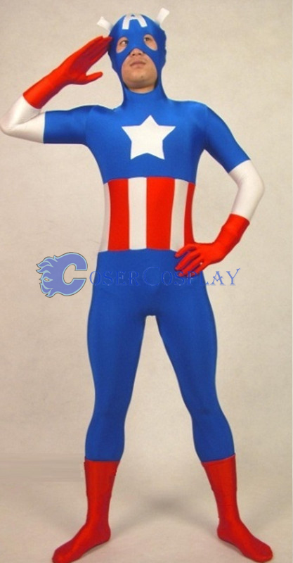 Captain America Halloween Costume Zentai Men
